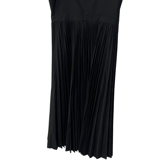 THEORY WOMENS SIZE 10 SLEEVELESS PLEATED VOLUME POPLIN MIDI DRESS BLACK NEW - Picture 11 of 14